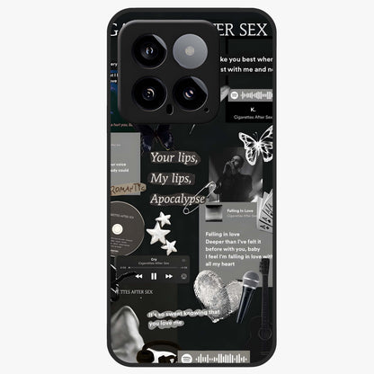 Midnight Love Echo Glass Case showing flat back view with romantic midnight themed artwork and glossy glass finish.