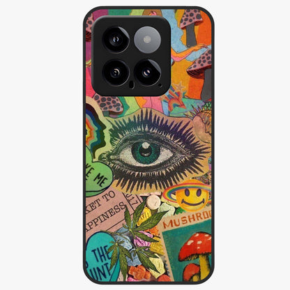 Mystic Eye Wonderland Glass Case showing flat back view with mystical eye themed artwork and glossy glass finish.