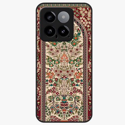 Persian Inspired Glass Case showing flat back view with ornate Persian style pattern artwork and glossy glass finish.