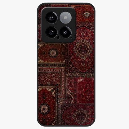 Persian Velvet Tale Glass Case showing flat back view with luxurious Persian velvet pattern artwork and glossy glass finish.
