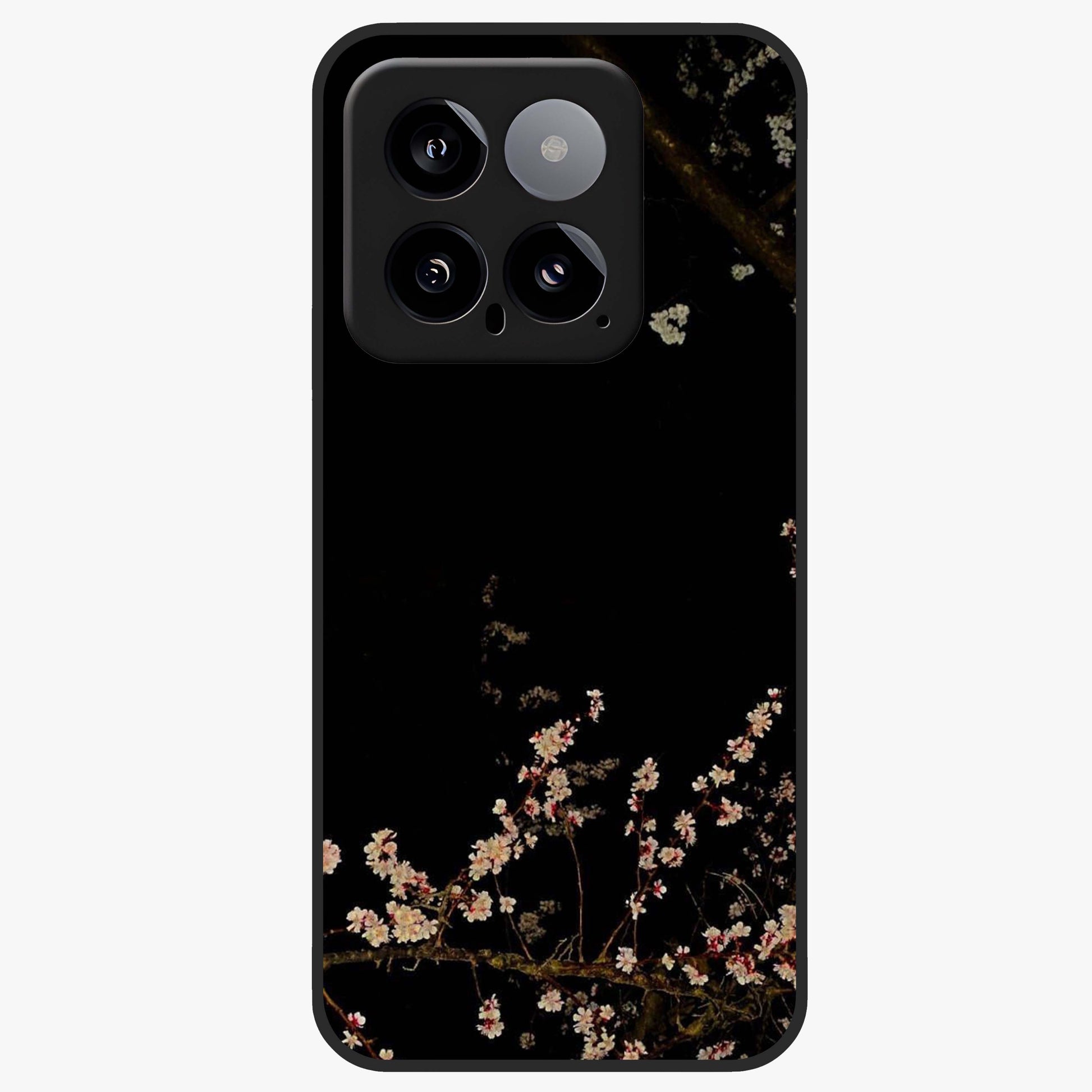 Petal Moon Light With Custom Name Glass Case showing flat back view with floral moonlight artwork and personalized name design.