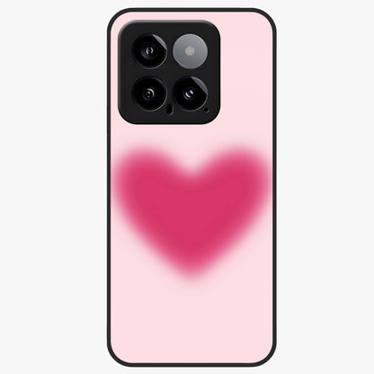 Pink Aura Heart Glass Case showing flat back view with glowing heart artwork and glossy glass finish.