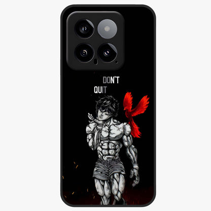 Rise Beyond Limits Glass Case showing flat back view with motivational typography artwork and glossy glass finish.