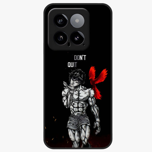 Rise Beyond Limits Glass Case showing flat back view with motivational typography artwork and glossy glass finish.