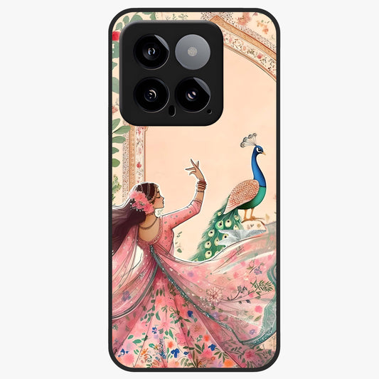 Royal Grace Muse Glass Case showing flat back view with elegant artistic artwork and glossy glass finish.