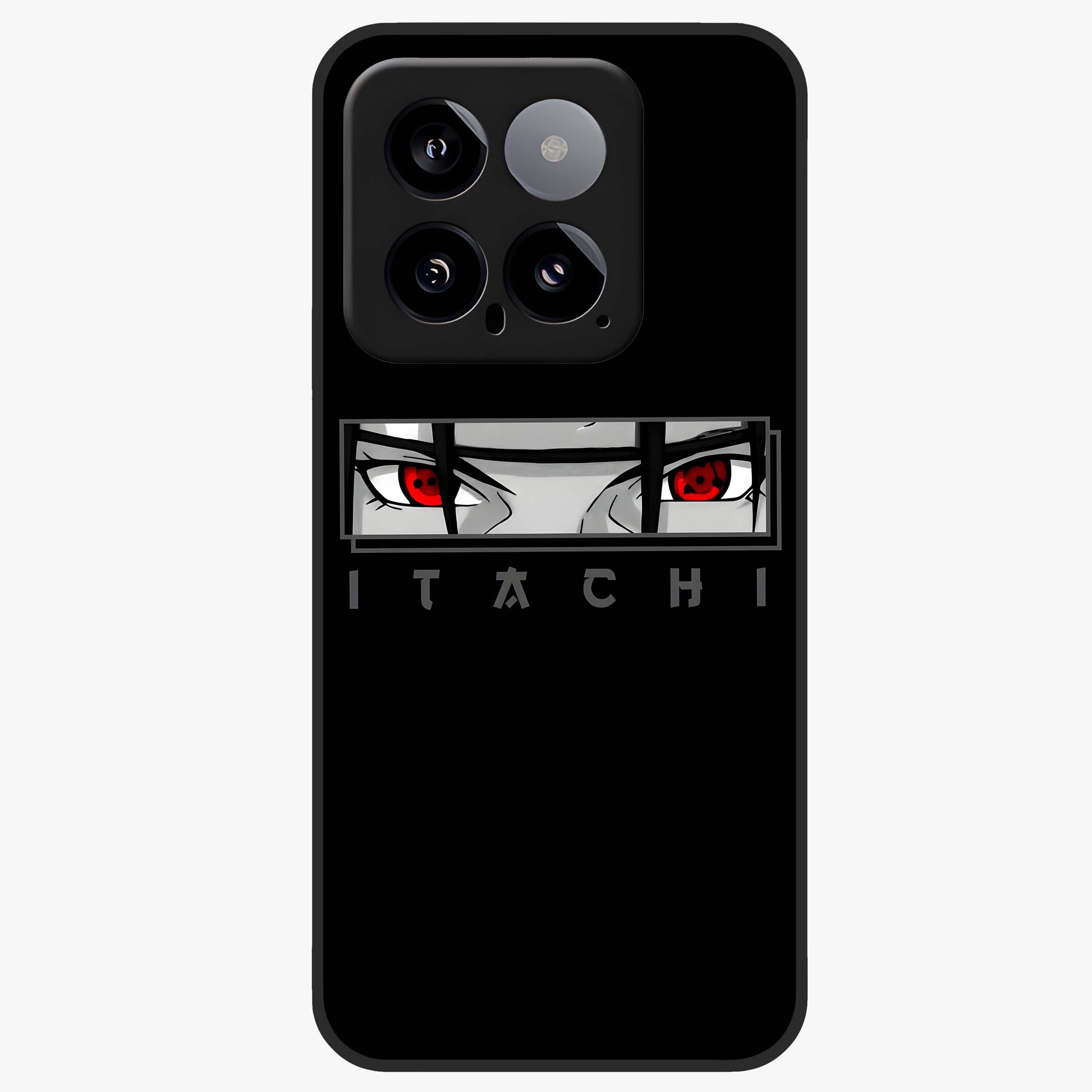 Scarlet Gaze Dominance Glass Case showing flat back view with striking red themed artwork and glossy glass finish.