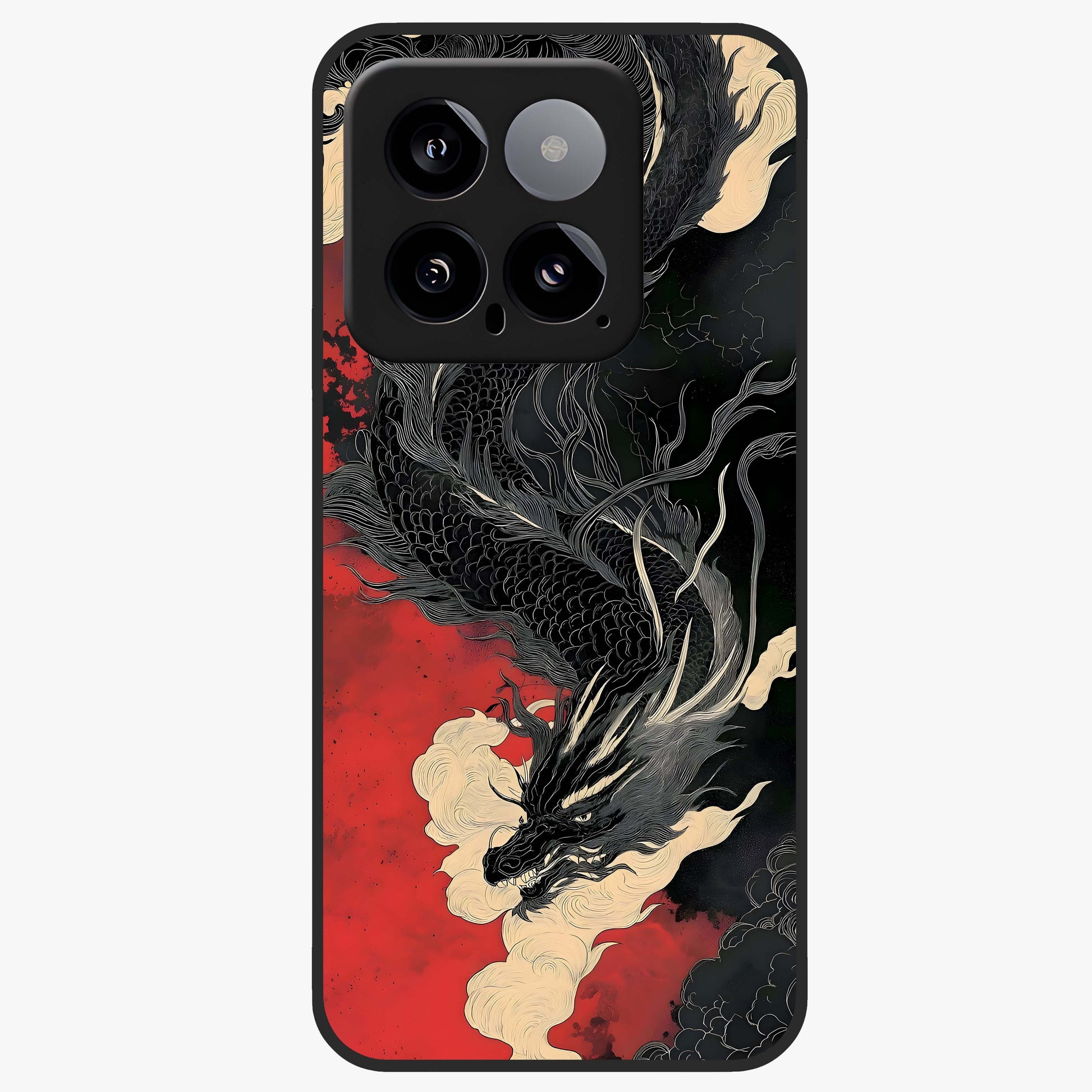 Shadow Dragon Fury Glass Case showing flat back view with fierce dragon artwork and glossy glass finish.