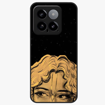 Shri Krishna Art Glass Case showing flat back view with devotional Krishna artwork and glossy glass finish.