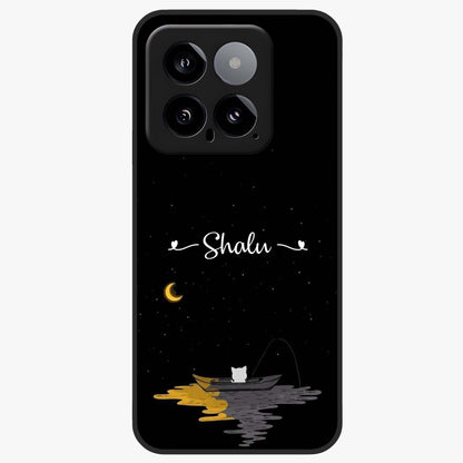 Silent Night Row Glass Case showing flat back view with calm night themed artwork and glossy glass finish.