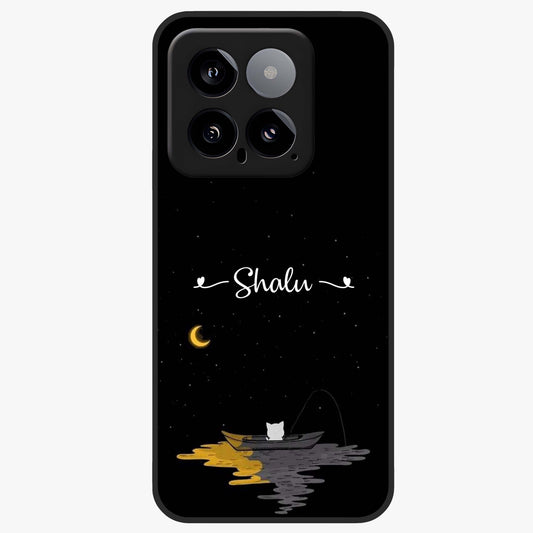 Silent Night Row Glass Case showing flat back view with calm night themed artwork and glossy glass finish.