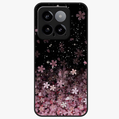 Small Starry Flowers Glass Case showing flat back view with delicate starry floral artwork and glossy glass finish.