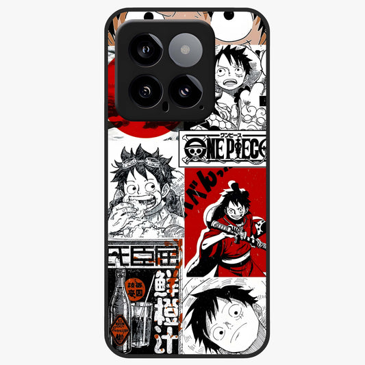 Strawhat Chaos Panels Glass Case showing flat back view with anime inspired chaos panel artwork and glossy glass finish.