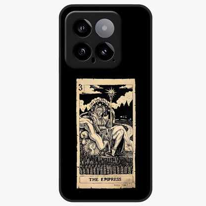 The Empress Glass Case showing flat back view with regal feminine artwork and glossy glass finish.