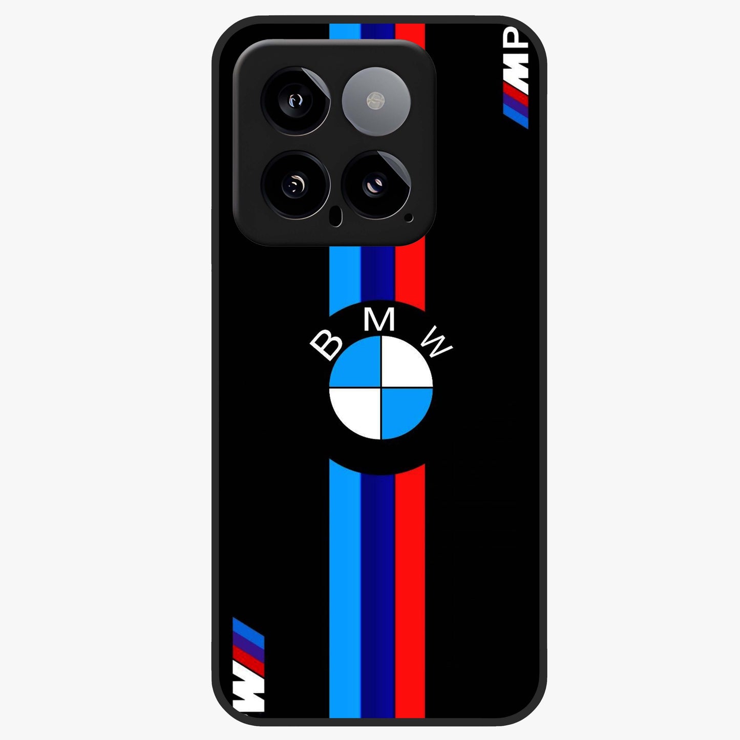 Turbo BMW Beast Glass Case showing flat back view with high performance sports car artwork and glossy glass finish.