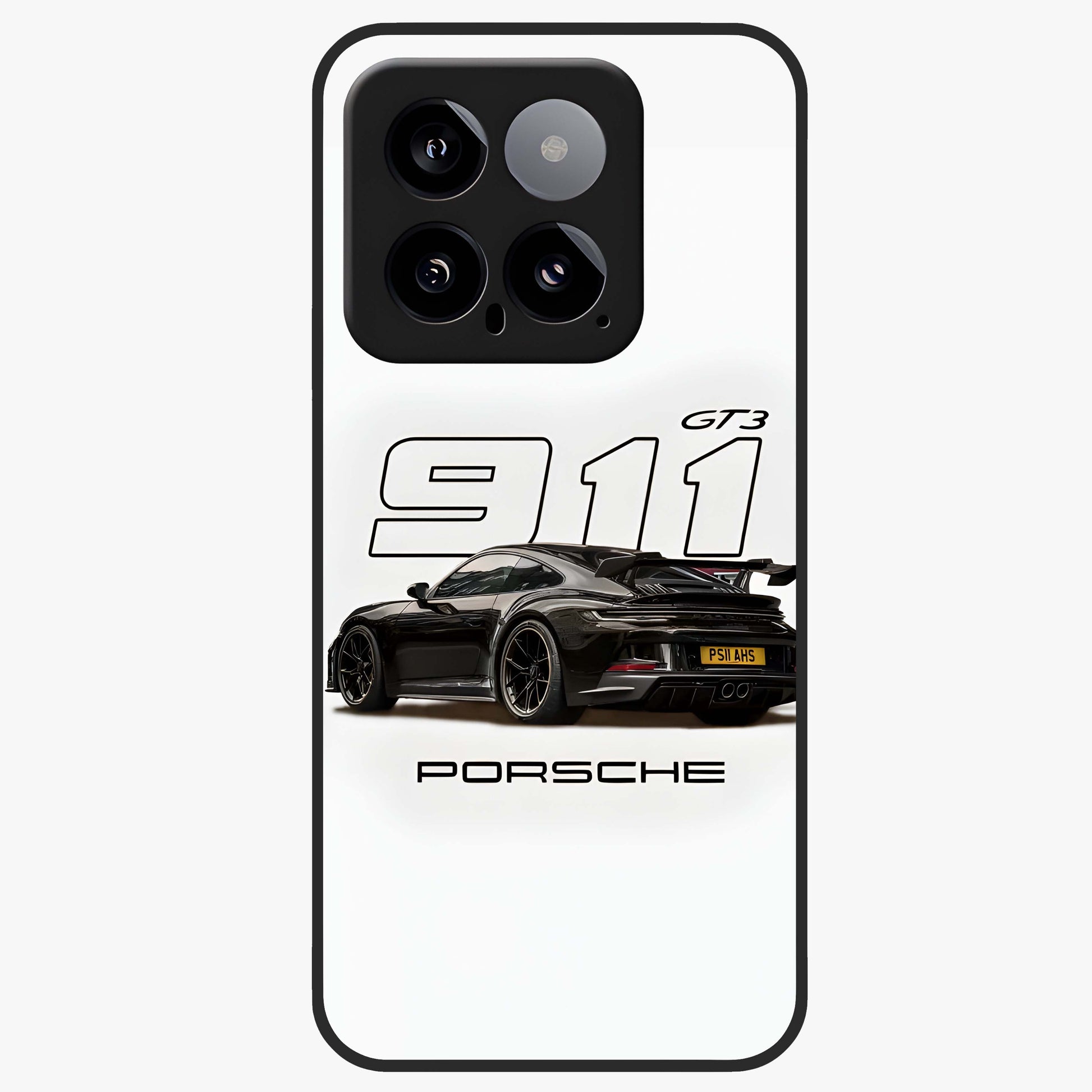 Turbo Legacy Icon Glass Case showing flat back view with iconic sports car inspired artwork and glossy glass finish.