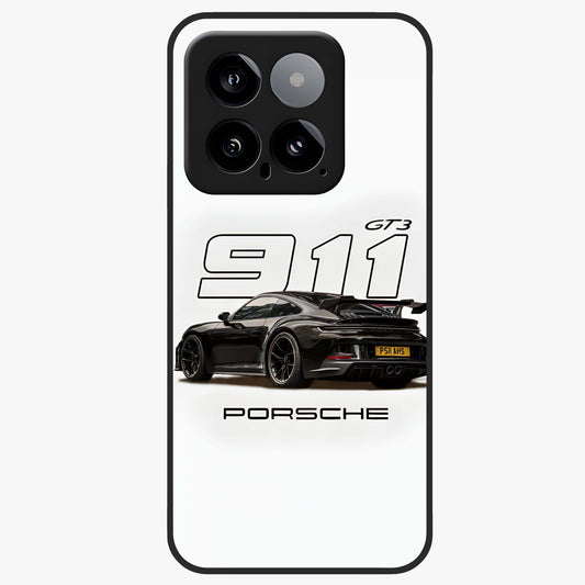 Turbo Legacy Icon Glass Case showing flat back view with iconic sports car inspired artwork and glossy glass finish.