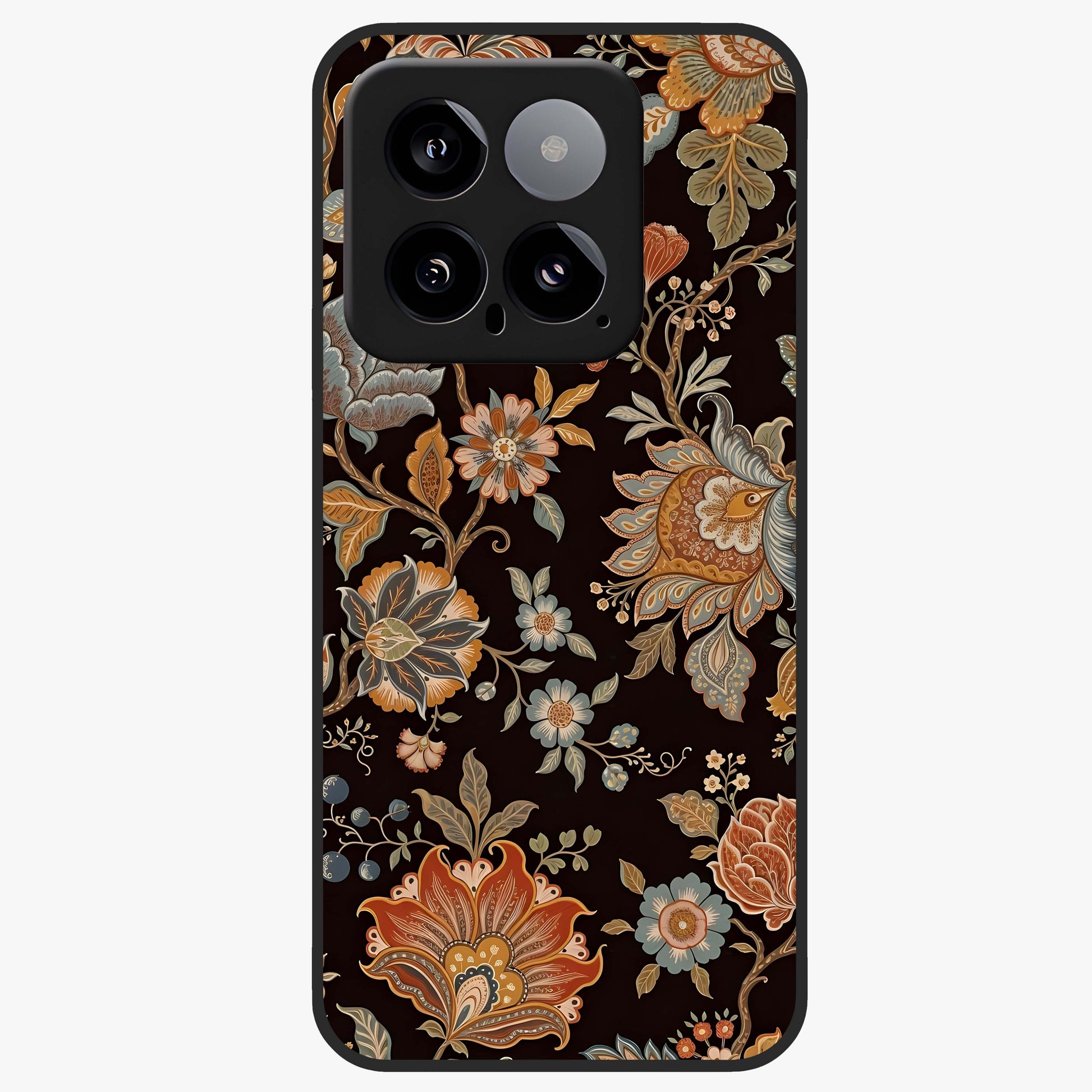 Vintage Floral Dream Glass Case showing flat back view with classic floral artwork and glossy glass finish.