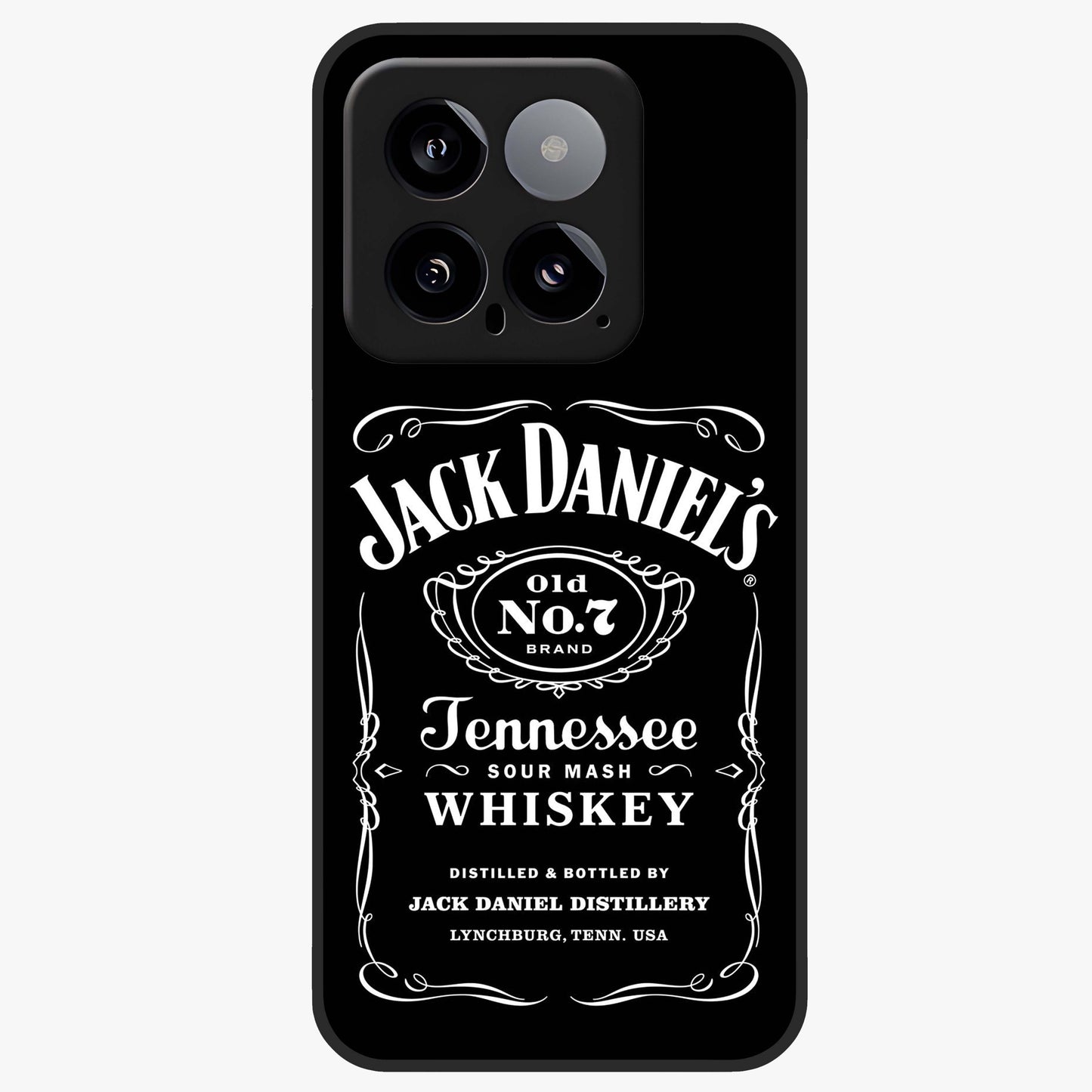 Vintage Whiskey Heritage Glass Case showing flat back view with classic whiskey inspired artwork and glossy glass finish.