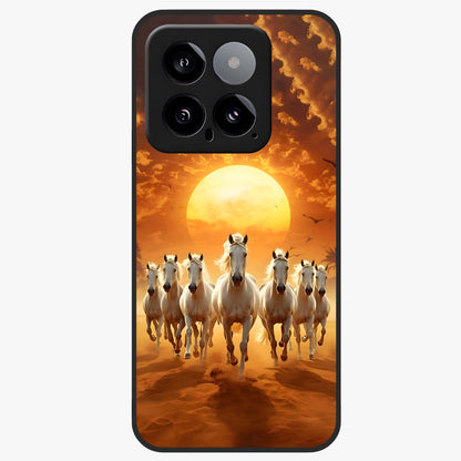 Wild Sunset Majesty Glass Case showing flat back view with majestic sunset landscape artwork and glossy glass finish.
