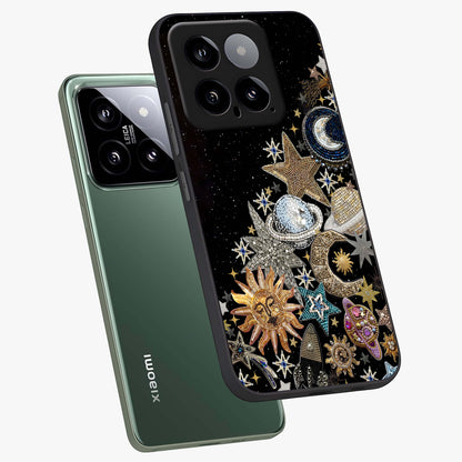 Cosmic Sparkle Dreams Glass Case displayed in angled mockup highlighting dreamy star sparkle design with celestial aesthetic.