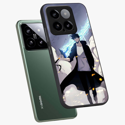 Dark Lightning Anime Warrior Glass Case displayed in angled mockup highlighting powerful lightning themed anime illustration.