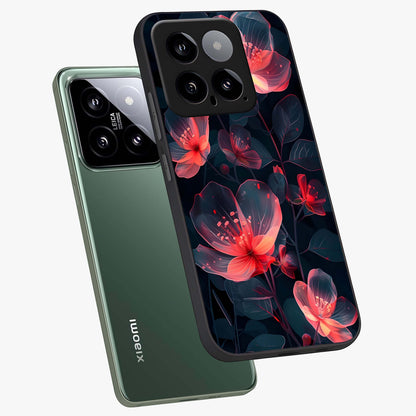 Dark Shade of Flower Glass Case displayed in angled mockup highlighting moody floral illustration with aesthetic dark tones.