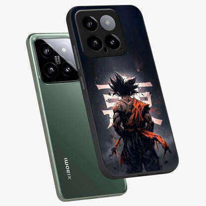 Dark Warrior In Rain Glass Case displayed in angled mockup highlighting dramatic warrior illustration with dark rain aesthetic.
