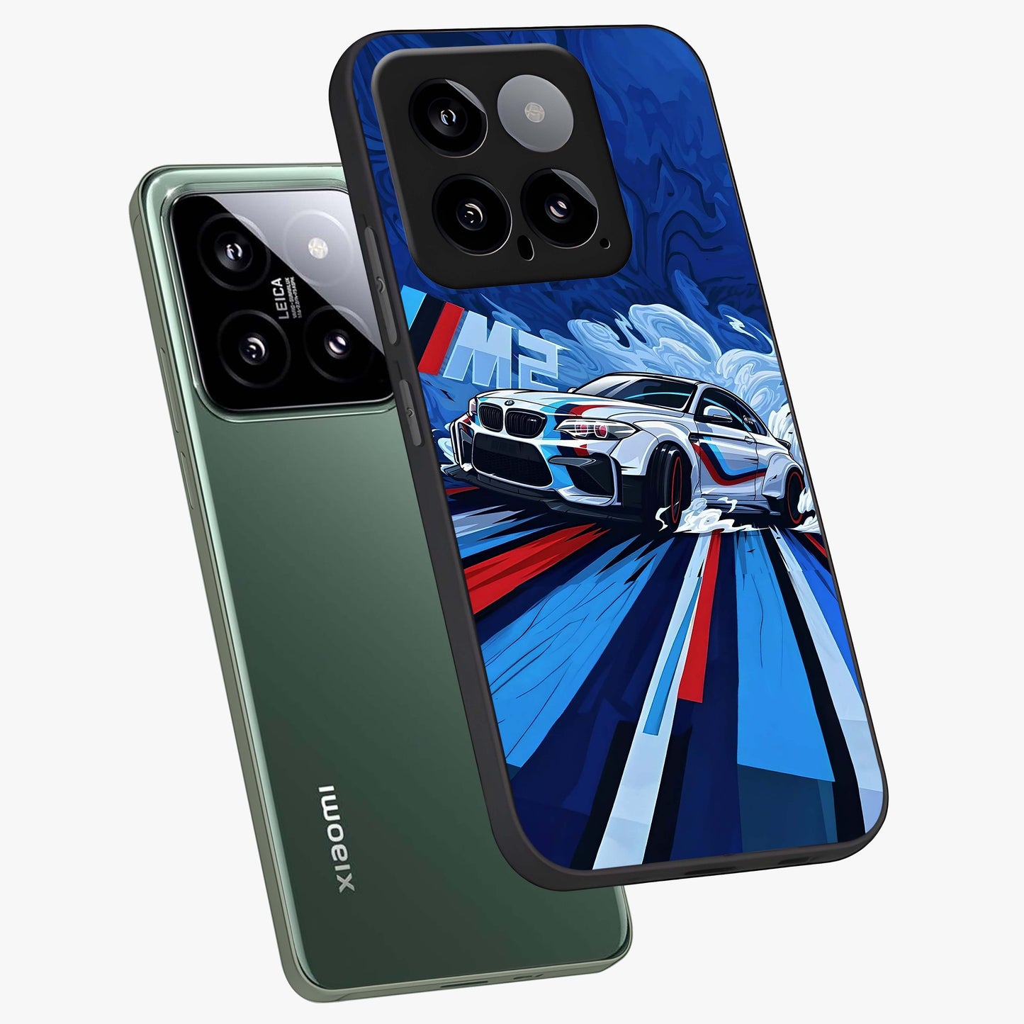 Drift Power Rush Glass Case displayed in angled mockup highlighting powerful drift car design with sporty aesthetic style.