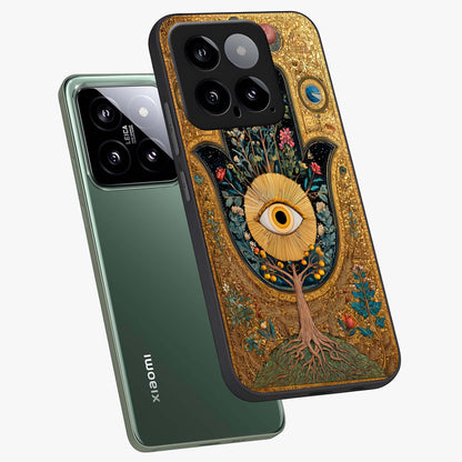 Ethereal Evil Eye Glass Case displayed in angled mockup highlighting protective evil eye symbol with spiritual aesthetic design.