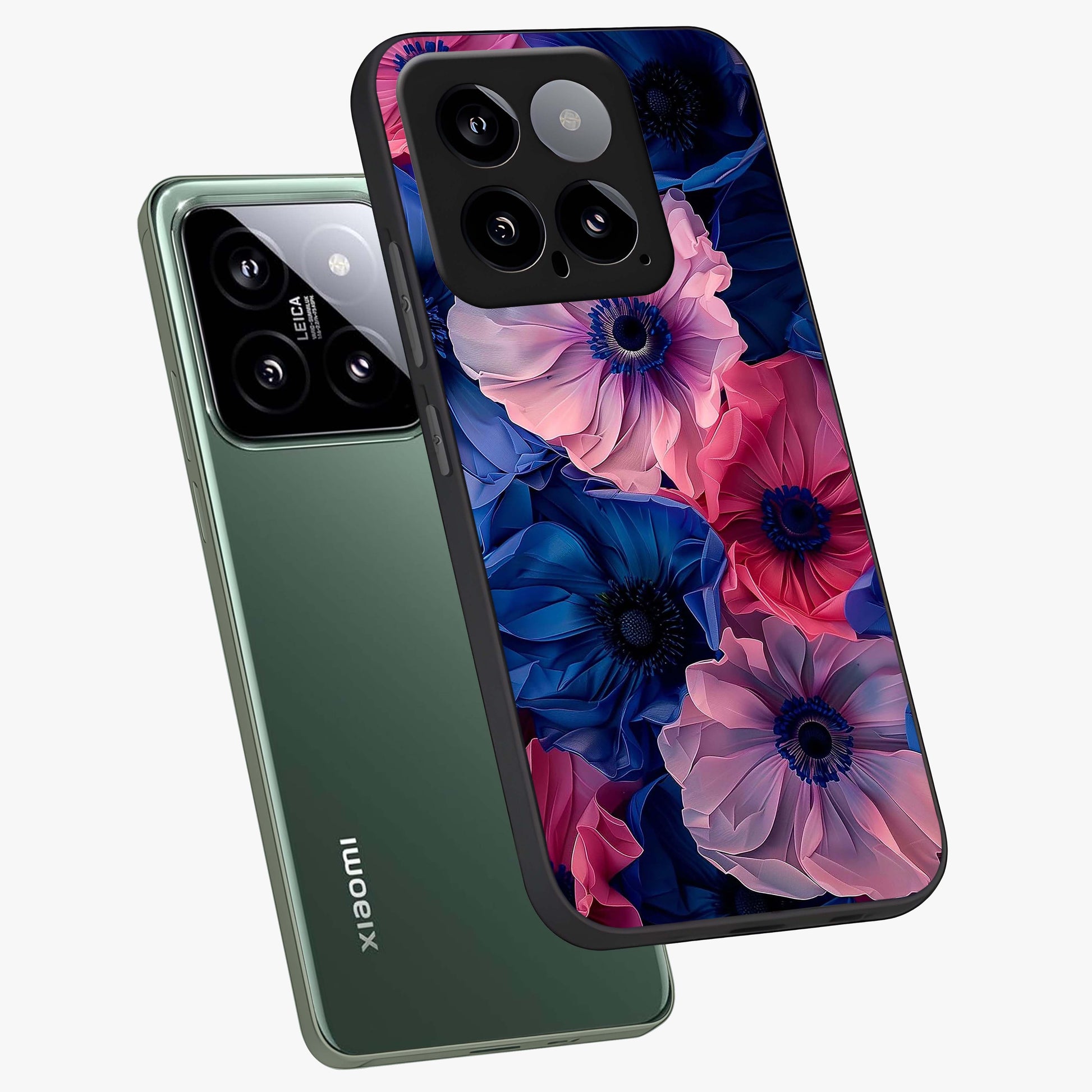 Flower Paper Art Pattern Glass Case displayed in angled mockup highlighting layered paper flower design with artistic aesthetic.