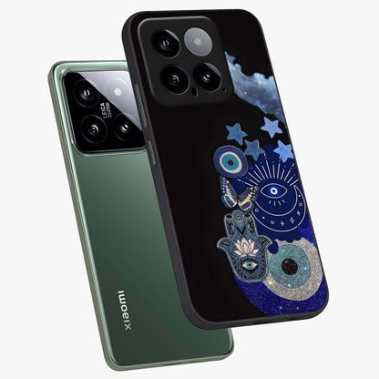 Galactic Charm Cluster Glass Case displayed in angled mockup highlighting luminous galaxy inspired design with dreamy aesthetic.