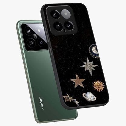 Galactic Charm Glow Glass Case displayed in angled mockup highlighting luminous galaxy inspired design with dreamy aesthetic.