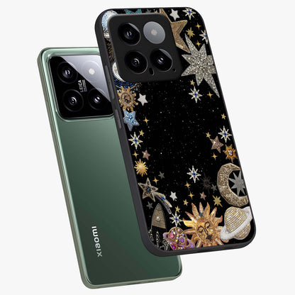 Galactic Jewel Stars Glass Case displayed in angled mockup highlighting shining celestial star design with cosmic aesthetic style.