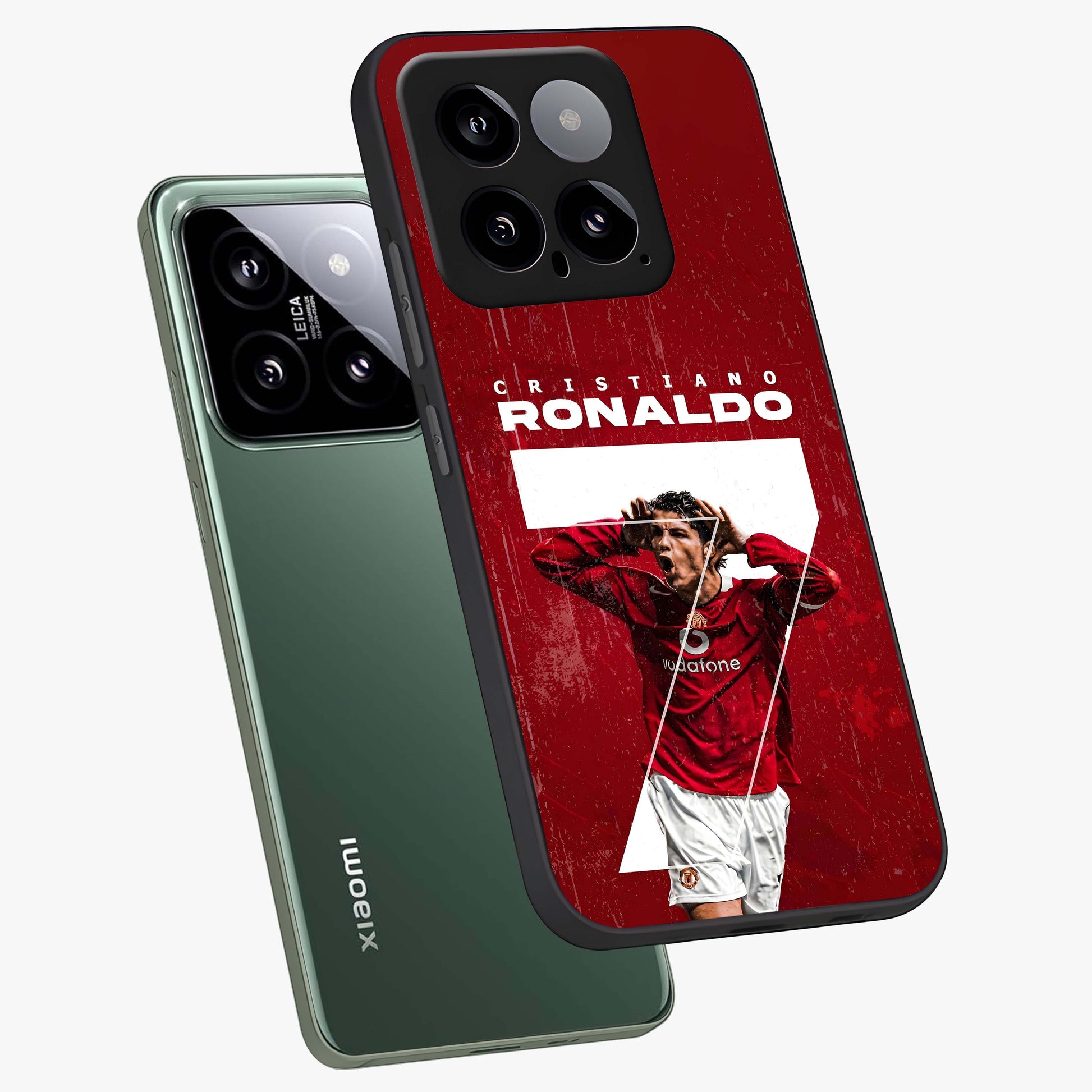 Goal Celebration Legacy Glass Case displayed in angled mockup highlighting energetic sports celebration design with bold athletic theme.