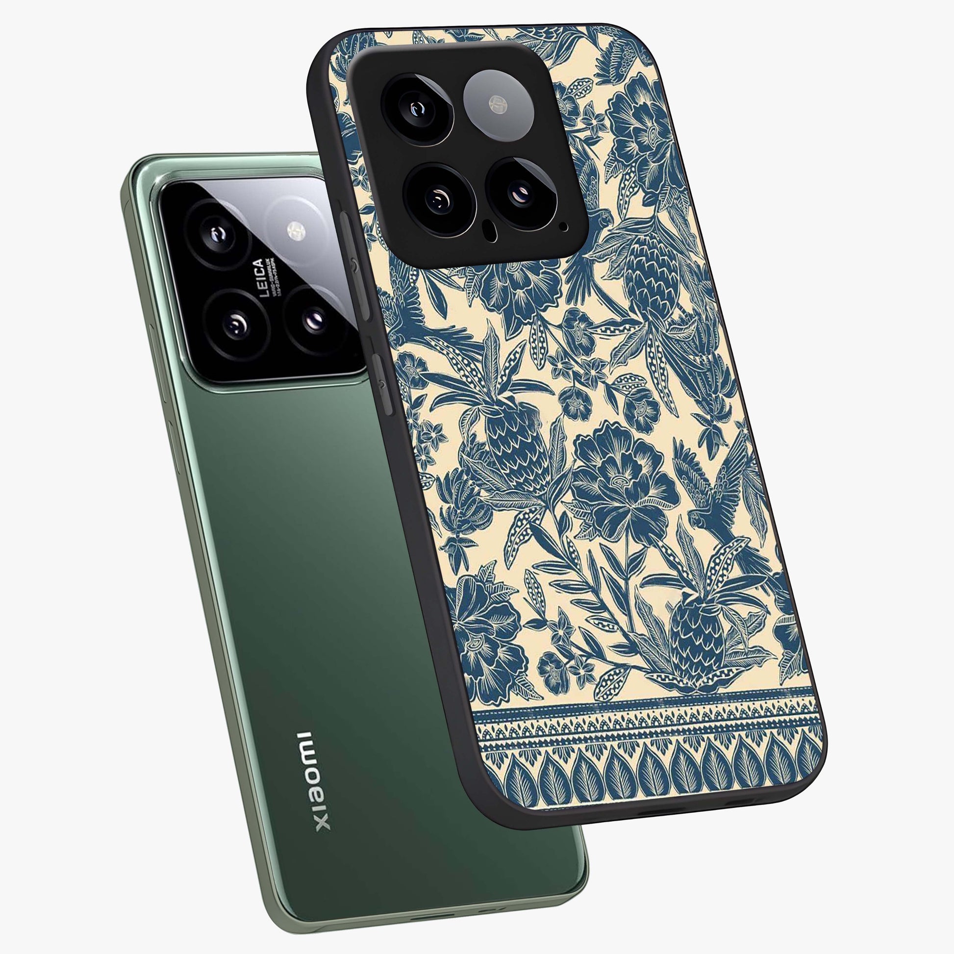 Heirloom Wild Bloom Glass Case displayed in angled mockup highlighting botanical bloom design with classic aesthetic style.