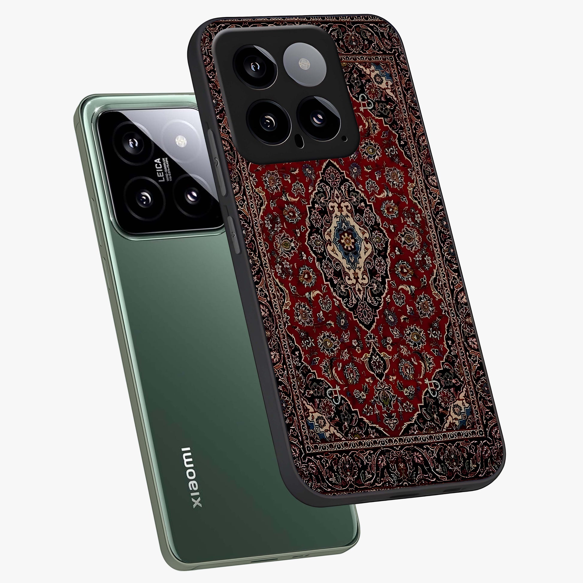 Heritage Carpet Royale Glass Case displayed in angled mockup highlighting intricate royal carpet design with heritage aesthetic.