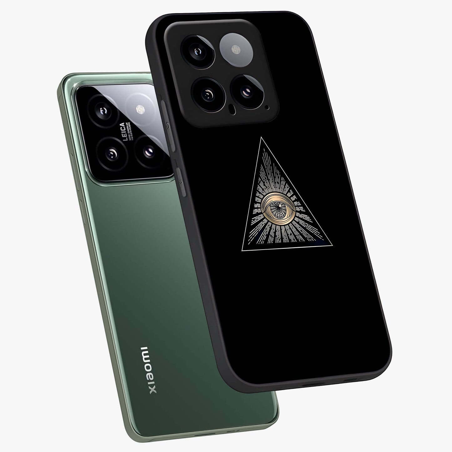 Illuminati Evil Glass Case displayed in angled mockup highlighting dark occult inspired design with bold aesthetic style.