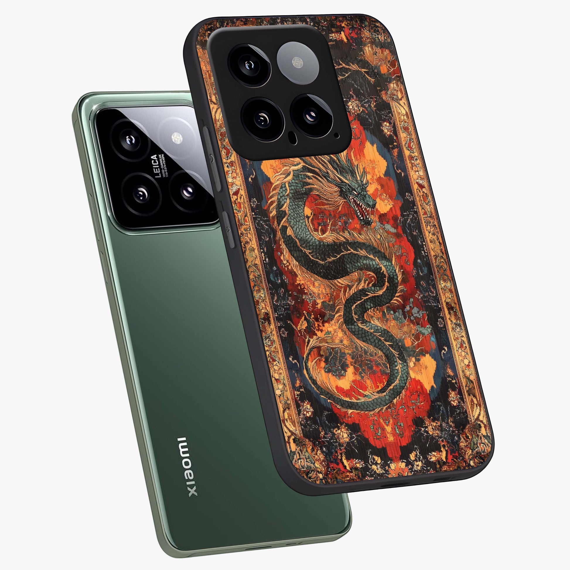 Inferno Dragon Soul Glass Case displayed in angled mockup highlighting powerful dragon illustration with inferno aesthetic.
