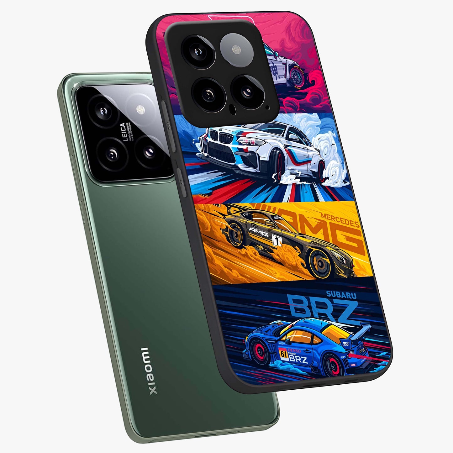 JDM Sports Car Glass Case displayed in angled mockup highlighting sleek Japanese racing car design with automotive aesthetic.