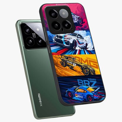 JDM Sports Car Glass Case displayed in angled mockup highlighting sleek Japanese racing car design with automotive aesthetic.