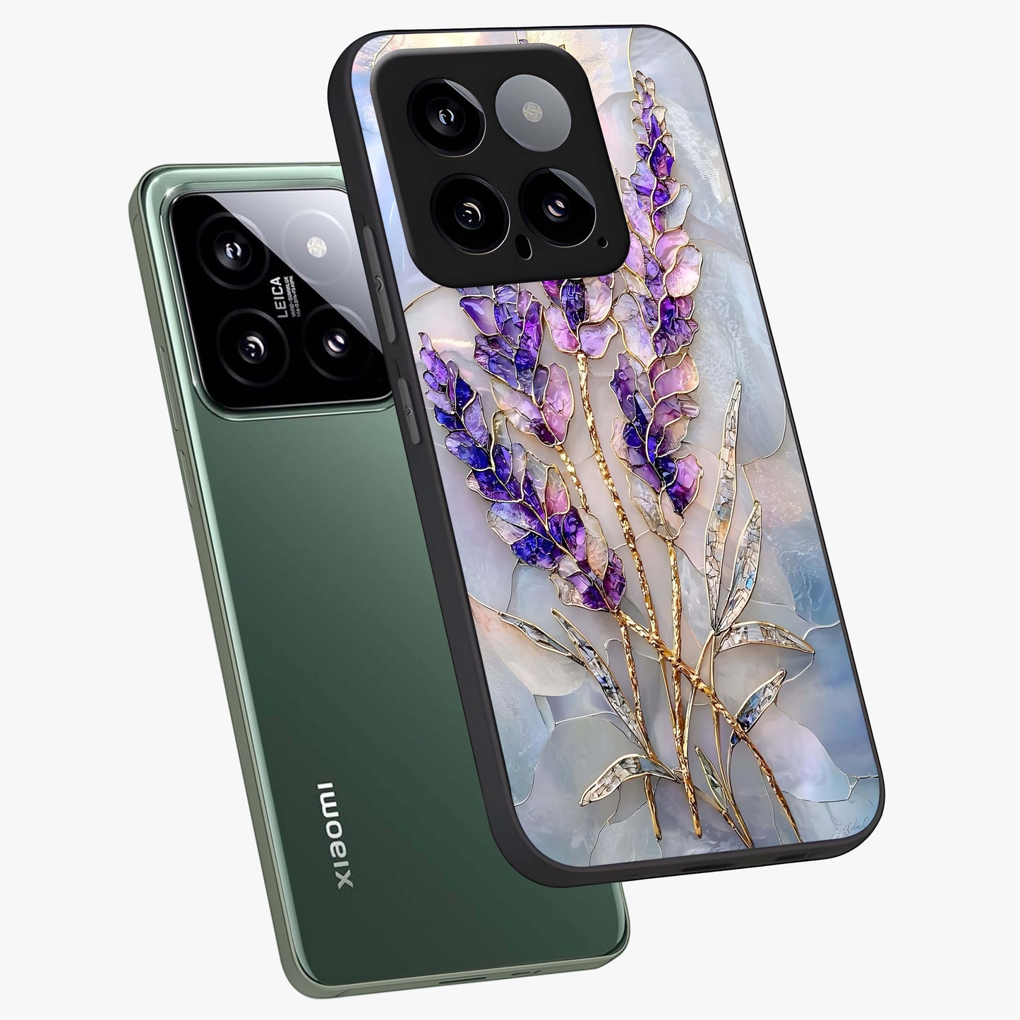 Lavender Dream Glow Glass Case displayed in angled mockup highlighting dreamy purple glow design with soft artistic style.