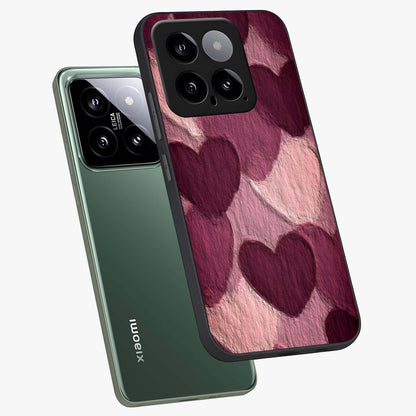 Layered Paper Hearts Glass Case displayed in angled mockup highlighting creative paper craft heart design with romantic aesthetic.
