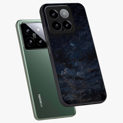Lunar Veil Silence Glass Case displayed in angled mockup highlighting soft lunar design with peaceful celestial aesthetic.
