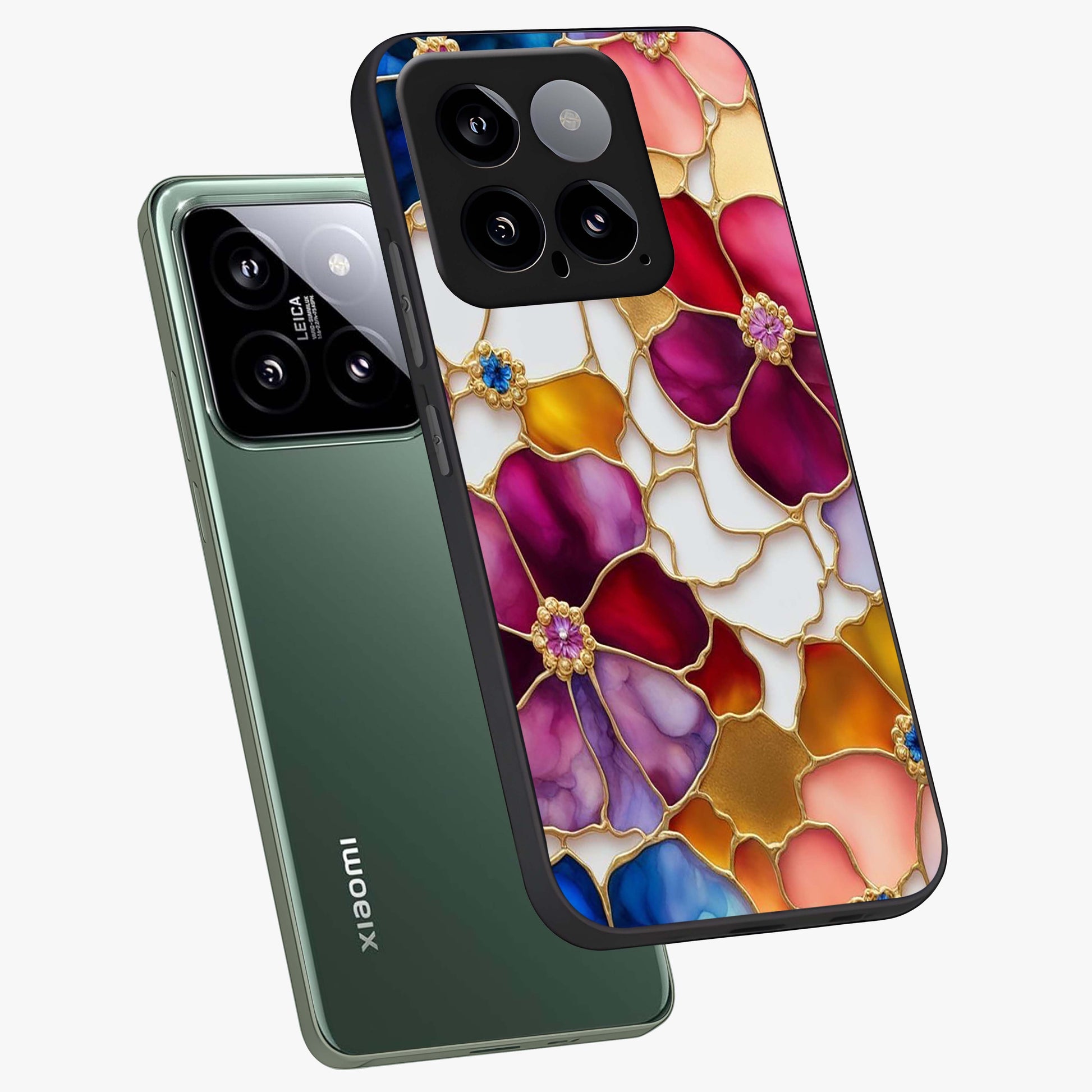 Marble Flower Pattern Glass Case displayed in angled mockup highlighting elegant marble floral design with modern aesthetic.