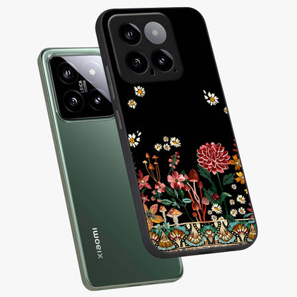 Midnight Bloom Pattern Glass Case displayed in angled mockup highlighting elegant flower design with midnight aesthetic style.