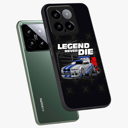 Midnight Racing Legacy Glass Case displayed in angled mockup highlighting dynamic automotive design with bold midnight aesthetic.