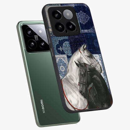 Midnight Stallion Blues Glass Case displayed in angled mockup highlighting powerful stallion illustration with deep midnight tones.