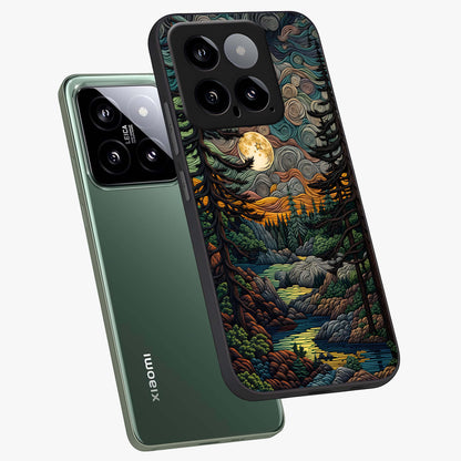 Moonlight Forest Dream Glass Case displayed in angled mockup highlighting dreamy forest design with glowing moon aesthetic.