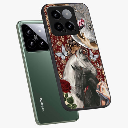 Moonlit Royal Stallion Glass Case displayed in angled mockup highlighting powerful stallion illustration with royal night aesthetic.