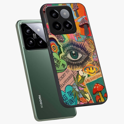 Mystic Eye Wonderland Glass Case displayed in angled mockup highlighting magical eye illustration with dreamy aesthetic.
